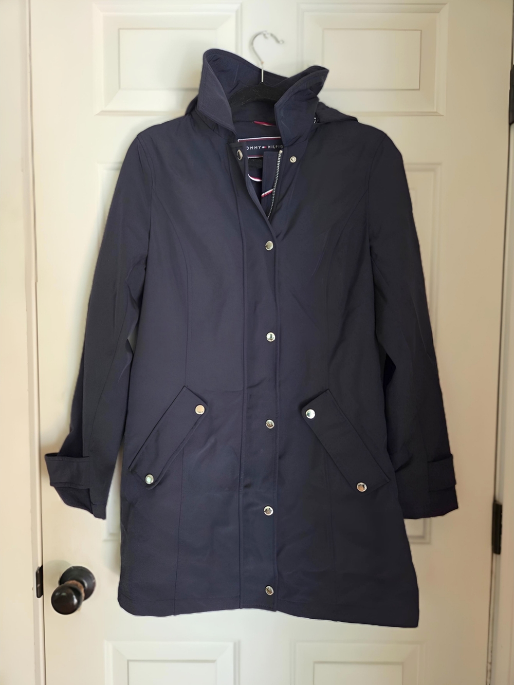 Tommy Hilfiger Women's Navy Hooded Trench Coat